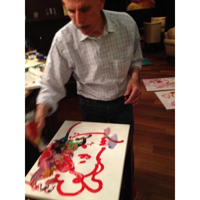 Pop Art Peter Max, Profile With Three Hearts (Original Painting on Canvas), 2012 For Sale - Image 3 of 9