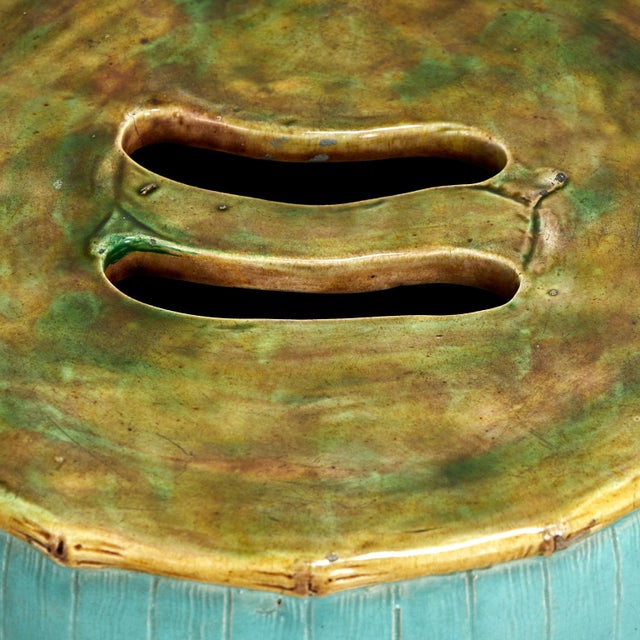 Antique English Majolica Garden Seat or Stand For Sale In West Palm - Image 6 of 12