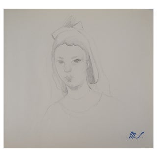 Marie Laurencin, Pensive Young Girl, Original Pencil Drawing For Sale