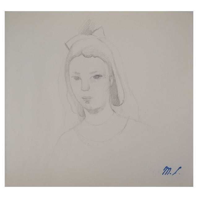 Marie Laurencin, Pensive Young Girl, Original Pencil Drawing For Sale