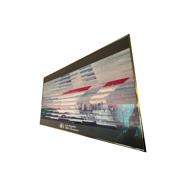 Vintage 1984 Los Angeles Olympics Framed Poster Postmodern Art Brass 1980s Stars in Motion Moshe Elimelech. For Sale - Image 4 of 9