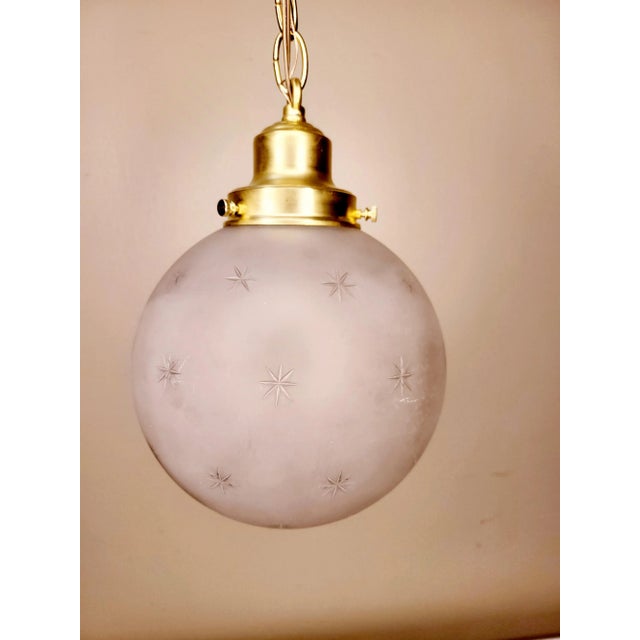 Shabby Chic Vintage Starburst Pendant With Brass Hardware For Sale - Image 3 of 5