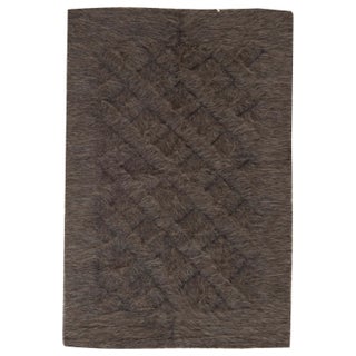 Taurus Collection Modern Geometric Brown Goat Hair Rug by Doris Leslie Blau For Sale