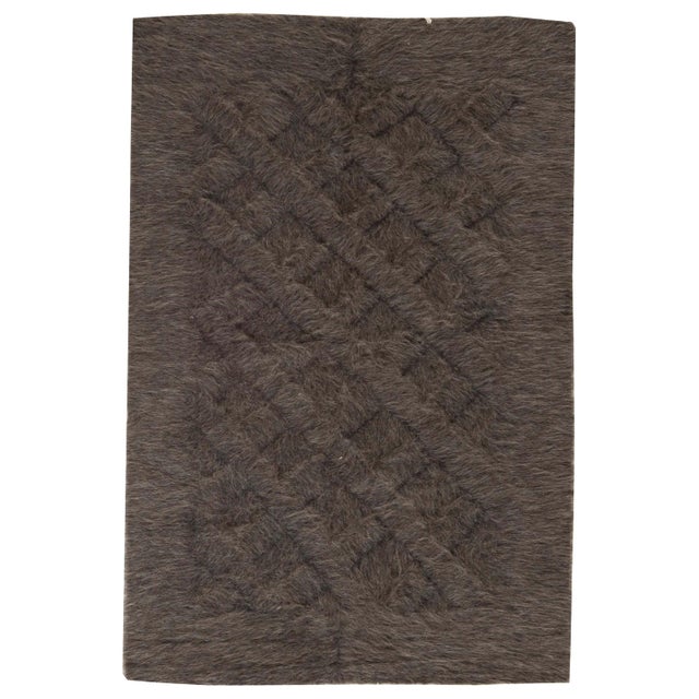 Taurus Collection Modern Geometric Brown Goat Hair Rug by Doris Leslie Blau For Sale