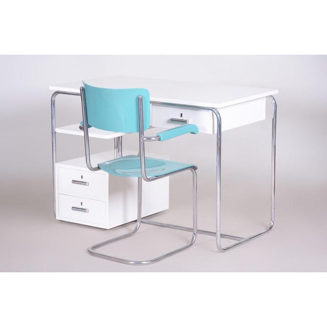 Bauhaus Writing Desk in Chromed Steel and Lacquered Wood, Germany, 1930s For Sale - Image 4 of 14