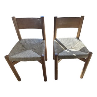 Charlotte Perriand Style Rush Chair Set of 2 For Sale