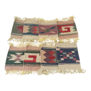 Vintage Set of 8 Southwest Textile Wool/Kilim Drink Coasters