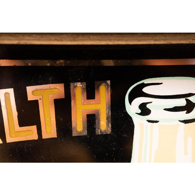 Black Early 20th Century Illuminated Glass Storefront Sanitary Infant Dairy Sign For Sale - Image 8 of 18