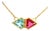 Tourmaline Rubellite Aquamarine Diamond 18k Yellow Gold Necklace For Sale