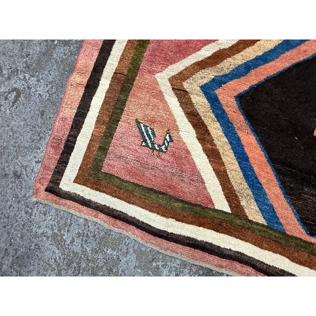7ft × 8ft Hand-Knotted Geometric Wool Area Rug, Vintage For Sale In San Francisco - Image 6 of 12