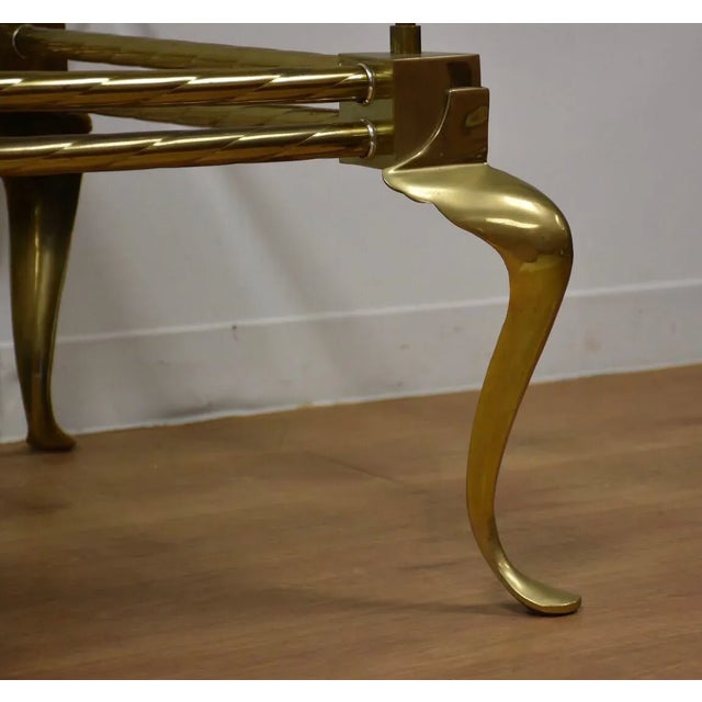 Labarge Brass & Glass Modern Labarge Square Coffee Table For Sale - Image 4 of 10