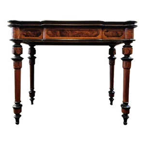 1860s-1880 Victorian French Flip-Top Ebonized Burl Walnut Games Table