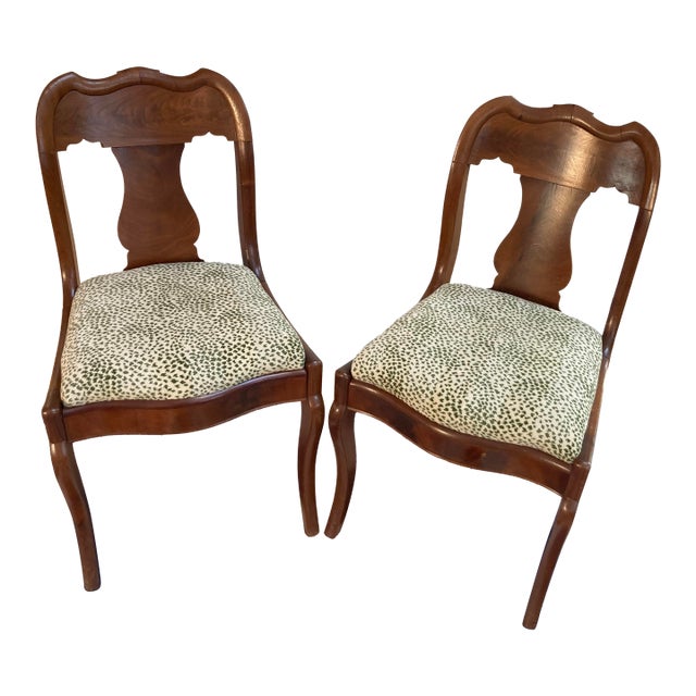 Early 20th Century American Empire Upholstered Dining/Side Chairs in Thibault Swing Velvet Fabric For Sale