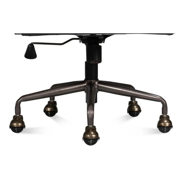 Black Industrial Black Leather Desk Chair For Sale - Image 8 of 12