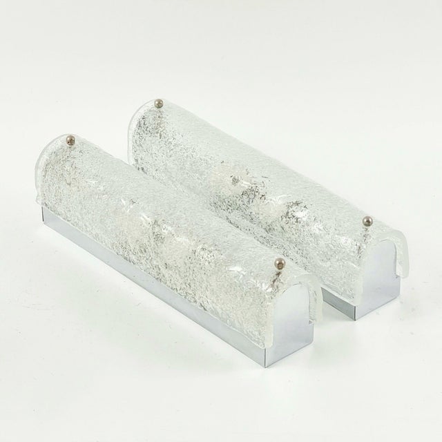 Mid-Century Modern Tubular Murano Glass Wall Lights from Hillebrand, Germany, 1970s, Set of 2 For Sale - Image 6 of 11