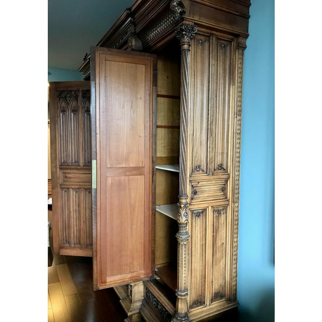 Gothic Early 20th Century Exquisite Neo-Gothic/Renaissance Revival Antique Armoire - A Rare Find For Sale - Image 3 of 18