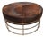 Bronze Iron & Cow Hide Round Ottoman For Sale