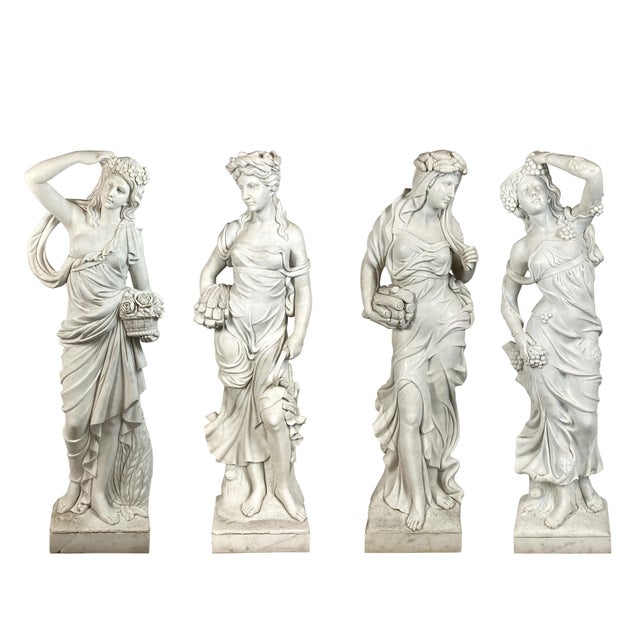 Italian Artist, Four Seasons Statues, Marble, Set of 4 For Sale - Image 6 of 6