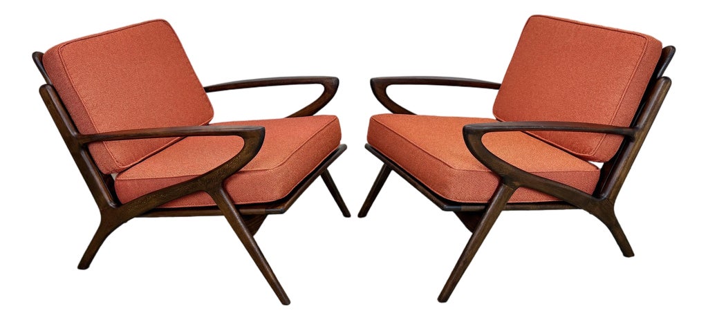 Mid Century Danish Modern Poul Jensen Z Chair Style Lounge Chairs