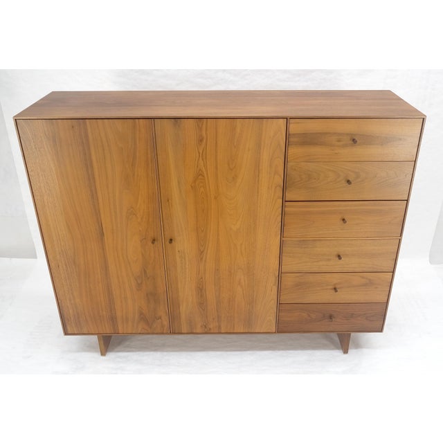 Solid Walnut Chiffonier 5 Drawers Dresser Two Doors Compartment Mid Century MINT For Sale - Image 11 of 18
