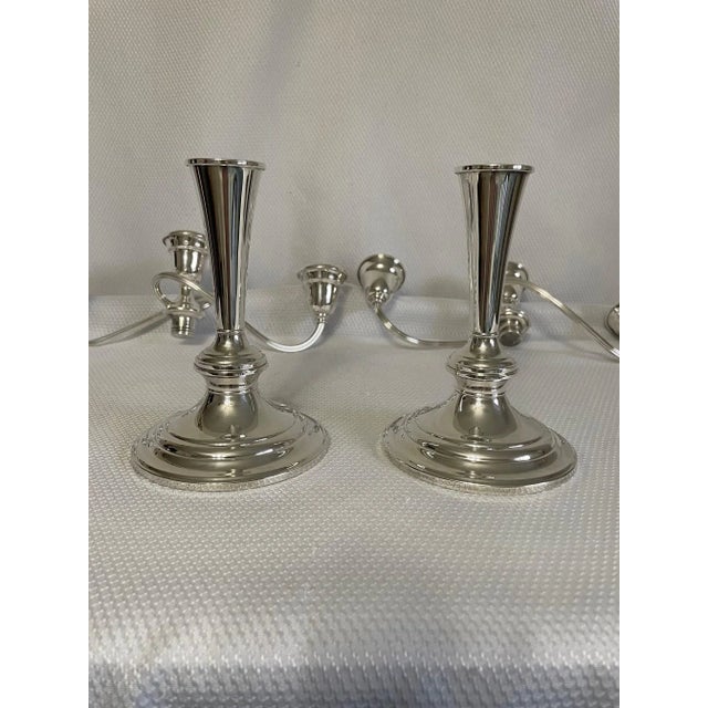 Metal Mid 20th Century Silverplated Gorham "Newport" Changeabout Candelabras - a Pair For Sale - Image 7 of 12