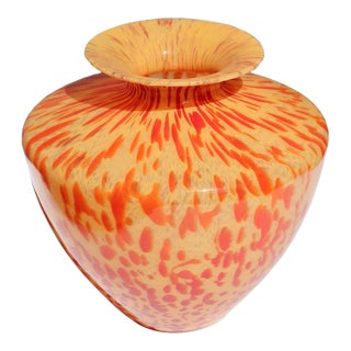 Vintage Maestri Vetrai Murano Style Bright Orange Red Hand Blown Vase For Sale