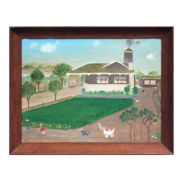 "Once Upon a Time" Mid Century Figurative Landscape For Sale