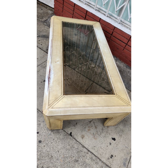 Vintage Distressed Leather Coffee Table For Sale - Image 4 of 12