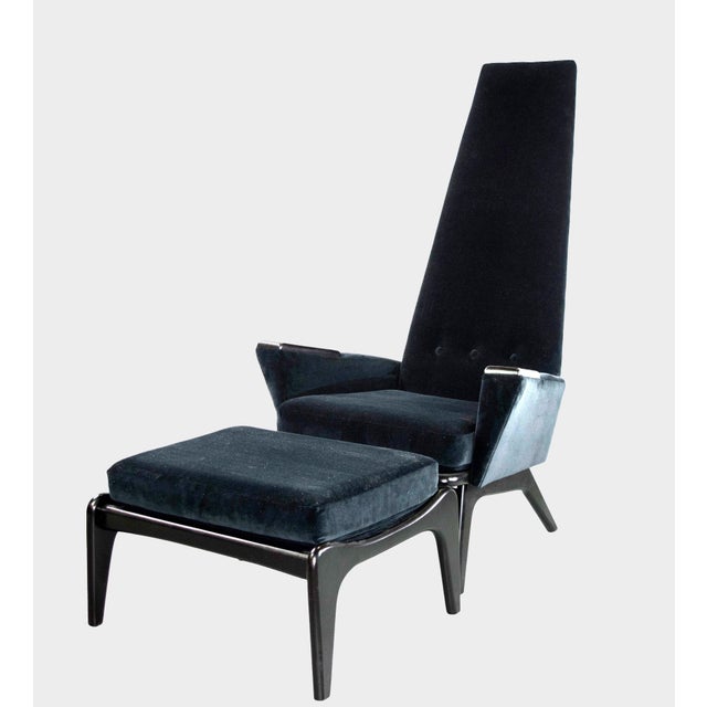 Wood 1960s Adrian Pearsall "Slim Jim" High Back Chairs and Matching Ottomans - 2 Sets For Sale - Image 7 of 9