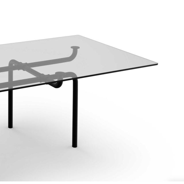 Glass Edison Dining Table by Vico Magistretti for Cassina in Glass & Steel For Sale - Image 7 of 14