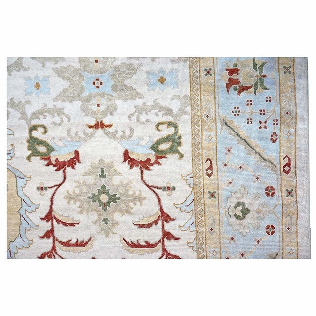 Afghan Sultanabad Masters Wool 9 x 8 Ivory, Taupe, Light Blue & Rust Handmade Area Rug #9902705 For Sale In Houston - Image 6 of 9