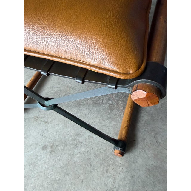 Pair of Iron and Oak Campaign Stools Attributed to Cleo Baldon for Terra, Ca. 1965 For Sale In Los Angeles - Image 6 of 13