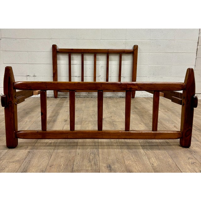 Vintage Full Size Mission Arts and Crafts Rustic Style Slat Bed For Sale - Image 4 of 12