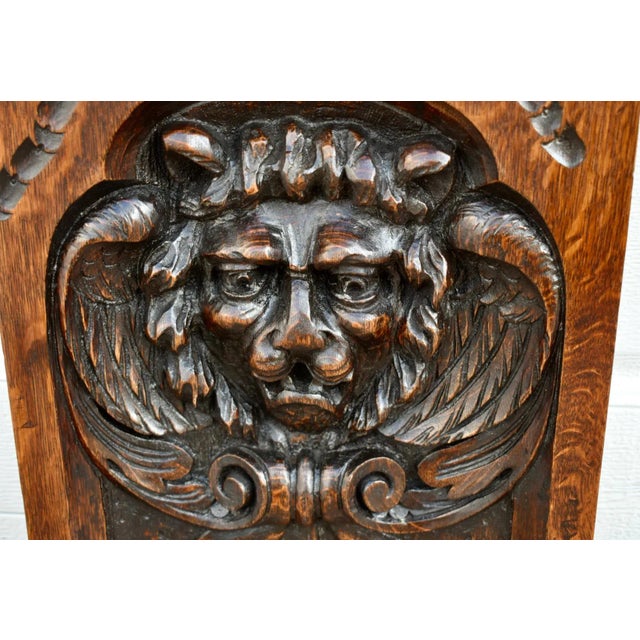 Antique Carved Oak Plaque Dutch Lion Figural Architectural Salvage Panel 36" For Sale - Image 9 of 12