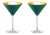 Nicolette Mayer Oro 24k Crystal Martini Glass, Peacock Blue, Set of 2 Glasses in Gift Tube For Sale