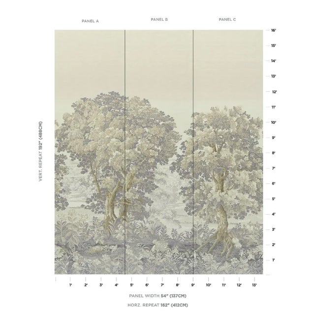 Johnson Hartig was inspired by 17th-century Flemish tapestries when he imagined La Fôret, a lush scenic wallpaper with...