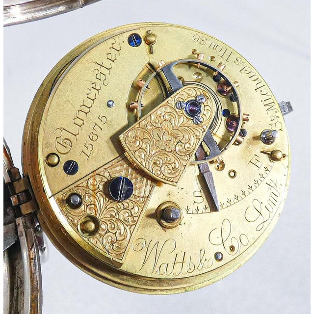 English Silver Pocket Watch, 1890s For Sale - Image 4 of 18