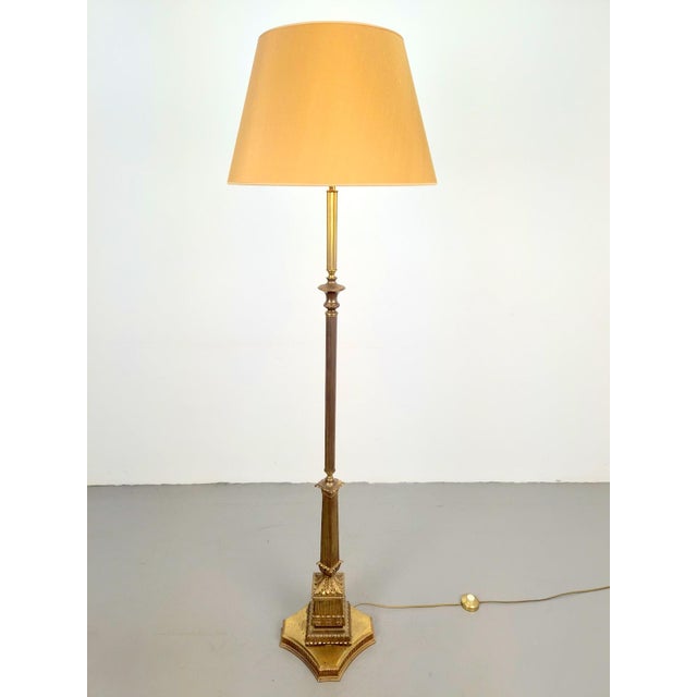 Vintage Neoclassical Empire Column Floor Lamp in Brass and Gilt Bronze, France, 1970 For Sale - Image 10 of 10