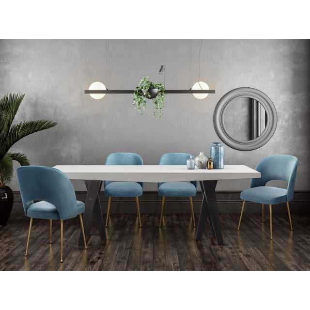 Swell Sea Blue Velvet Chair For Sale In Los Angeles - Image 6 of 7