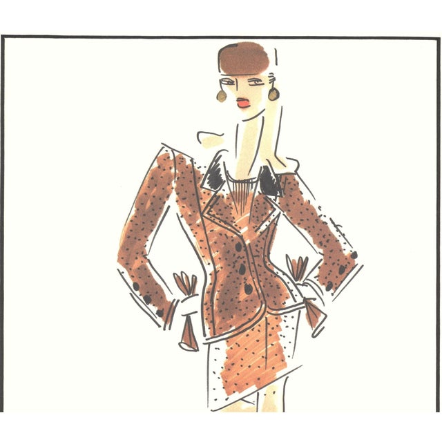 Contemporary 1995 Rare Givenchy Couture Fashion Design Print, Matted With Documentation For Sale - Image 3 of 6