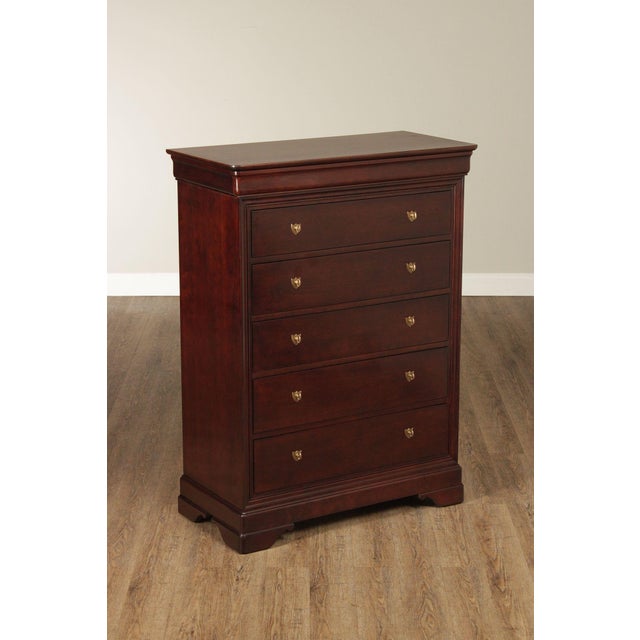 Traditional Stickley Marseilles Louis Philippe Style Cherry Tall Chest For Sale - Image 3 of 18