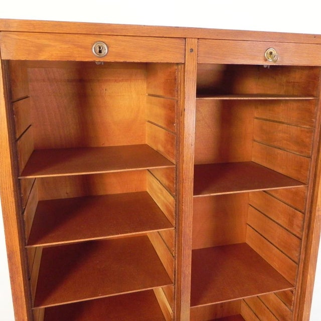 Oak Roller Shutter Cabinet, 1950s For Sale - Image 9 of 18