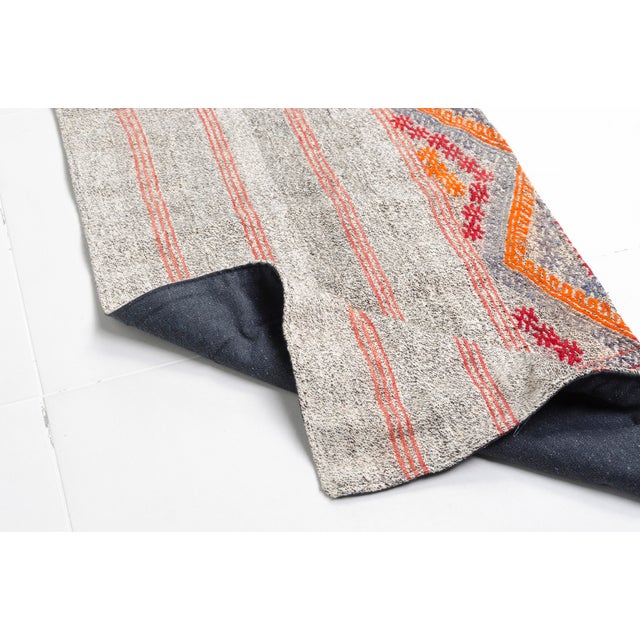 Greige Floral Vintage Kilim Runner For Sale - Image 8 of 10