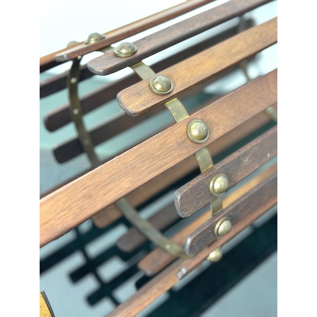 Mid-Century Modern Vintage Wood and Metal Magazine Rack, 1960s For Sale - Image 3 of 9