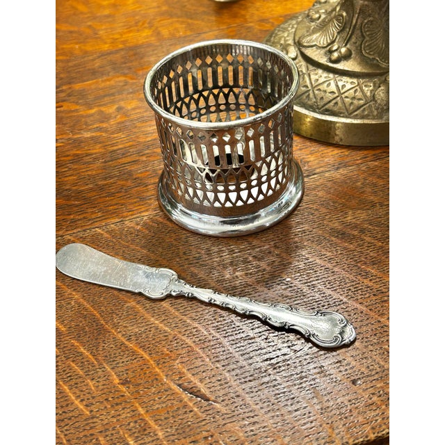 Silver Vintage Sheffield Silver Co. Art Deco Silver Plate Condiment Holder or Jar Sleeve For Sale - Image 8 of 8