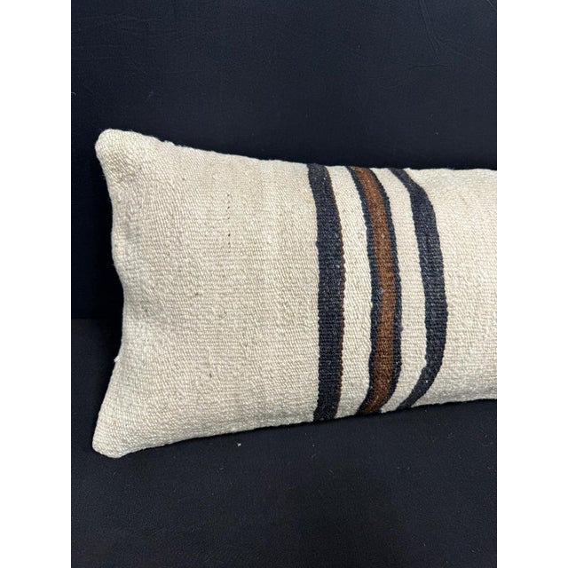 Turkish Hemp Pillow Cushion Natural Beige Brown Cushion Cover 14x40 #30472 Enhance your home decor with our Kilim Pillow...