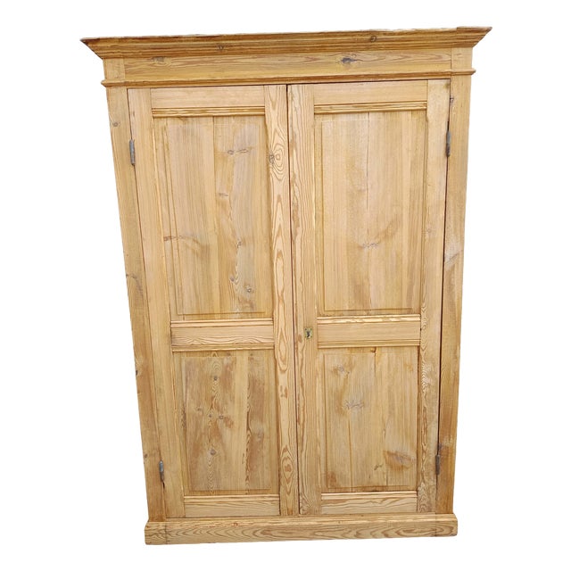 Antique Stripped Fir Wardrobe, 1890s For Sale