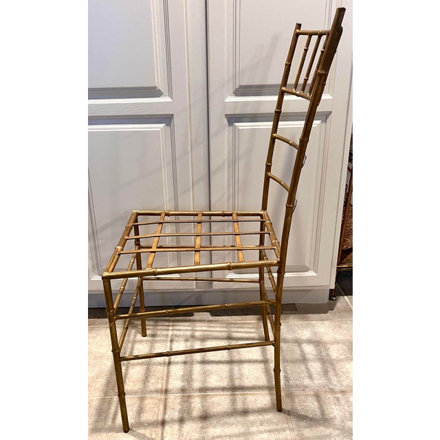 Gold Vintage Gilt Iron Faux Bamboo Chair Made in Spain For Sale - Image 8 of 12