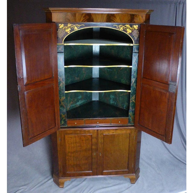 English Mahogany Corner Cabinet For Sale - Image 3 of 10