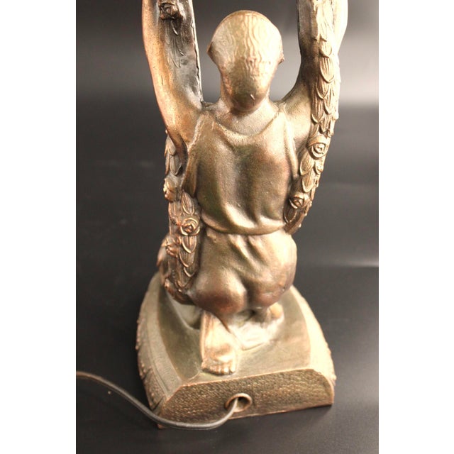 VTG 1920's Art Deco Joan of Arc Table Lamp by La Belle W/ Glass Globe For Sale - Image 12 of 17